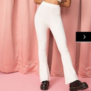 Superdown White Ribbed Flared Pants Sz Small